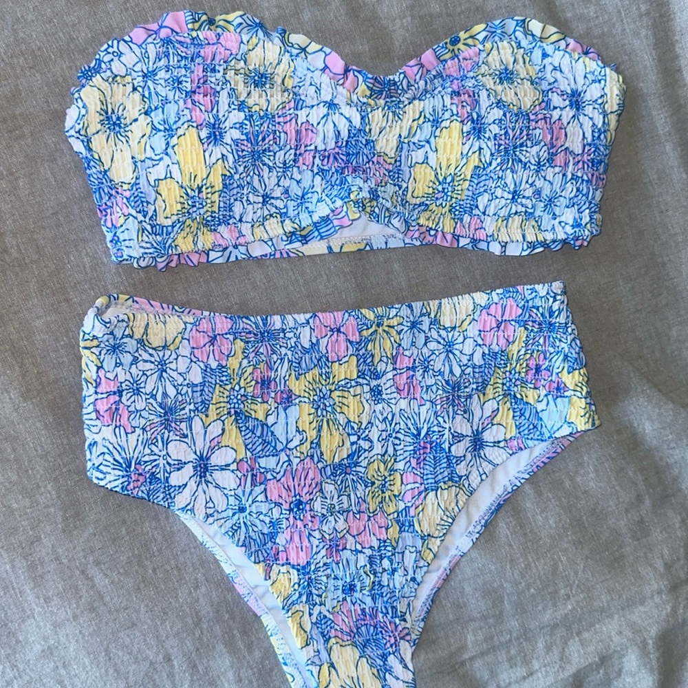 Floral Strapless Bikini Set